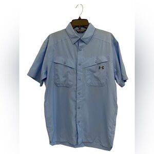 Under Armour Blue Dress Shirt Lightweight Short Sleeve